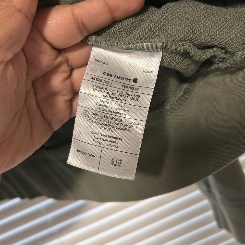 Carhartt Women's Button-Up Olive Crew Neck Sweater - Picture 3 of 3